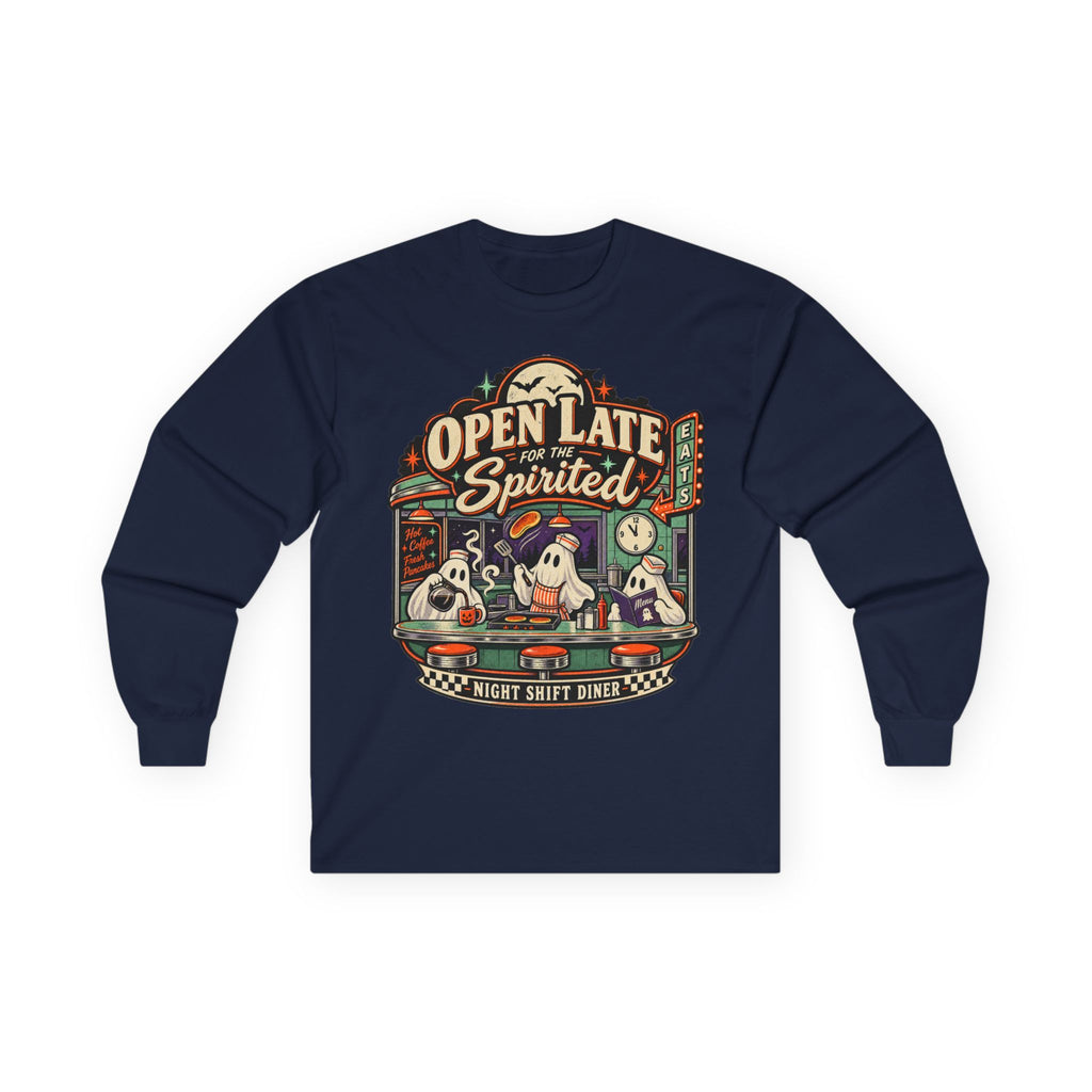 Open Late Spirited ghosts diner Long Sleeve Tee | Night Shift Diner