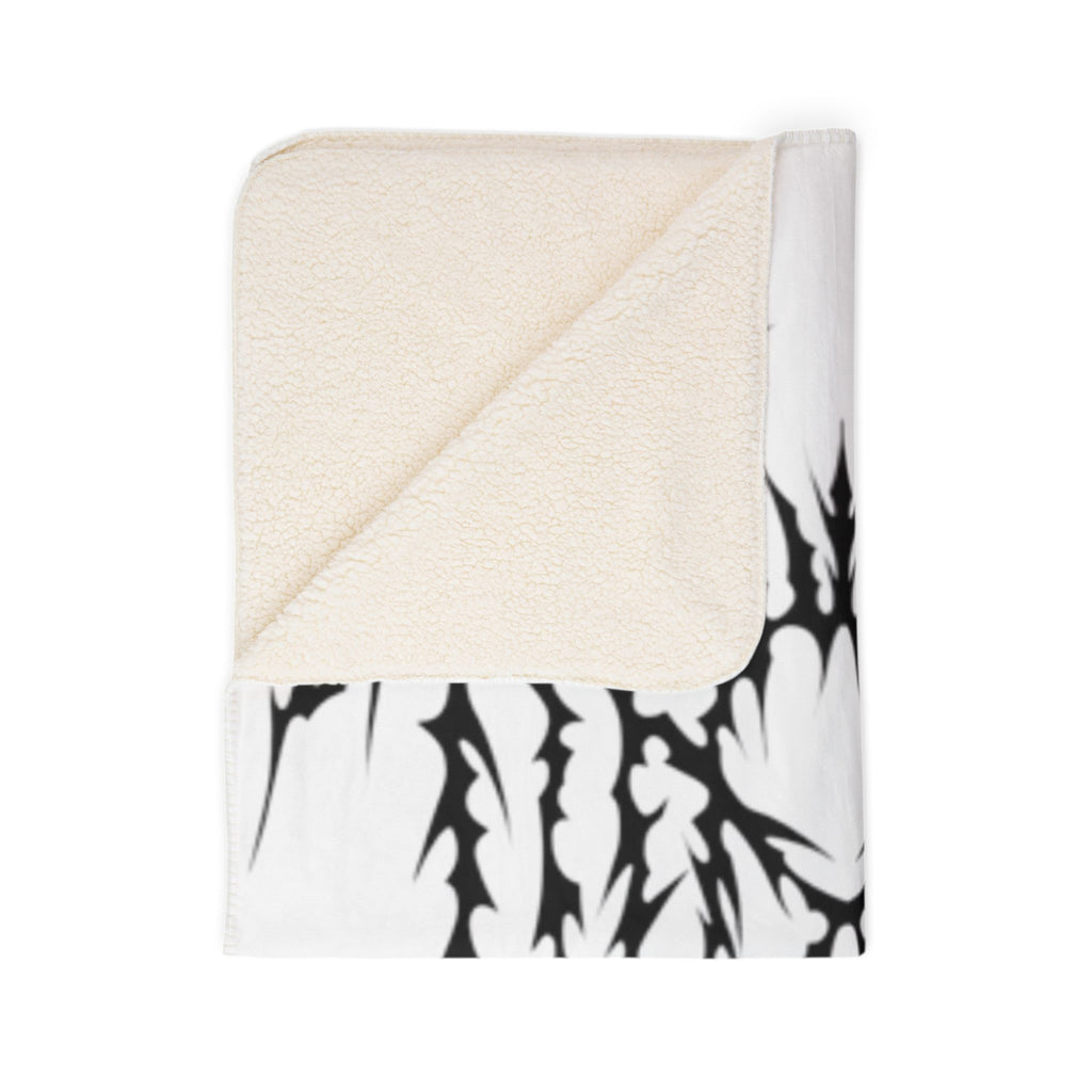 Gothic Thorn Sherpa Blanket | Sleep Token Band Black & White Abstract Fleece Throw