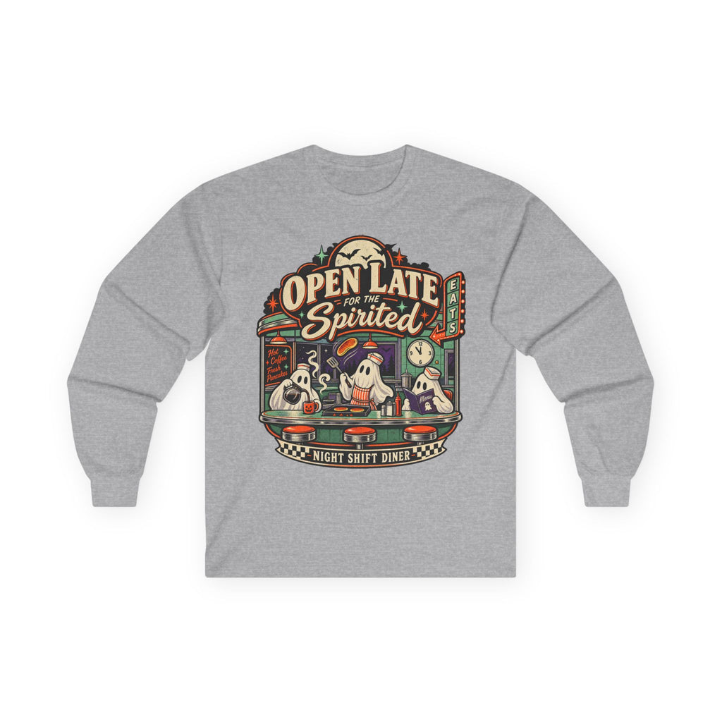 Open Late Spirited ghosts diner Long Sleeve Tee | Night Shift Diner