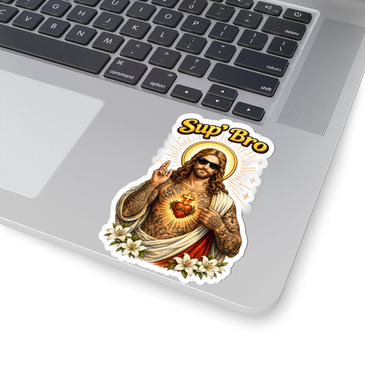 Sup Bro Jesus Sticker Funny Christian Decal Waterproof Vinyl Sticker Tattooed Jesus Laptop Sticker Faith Humor Car Decal Religious Gift