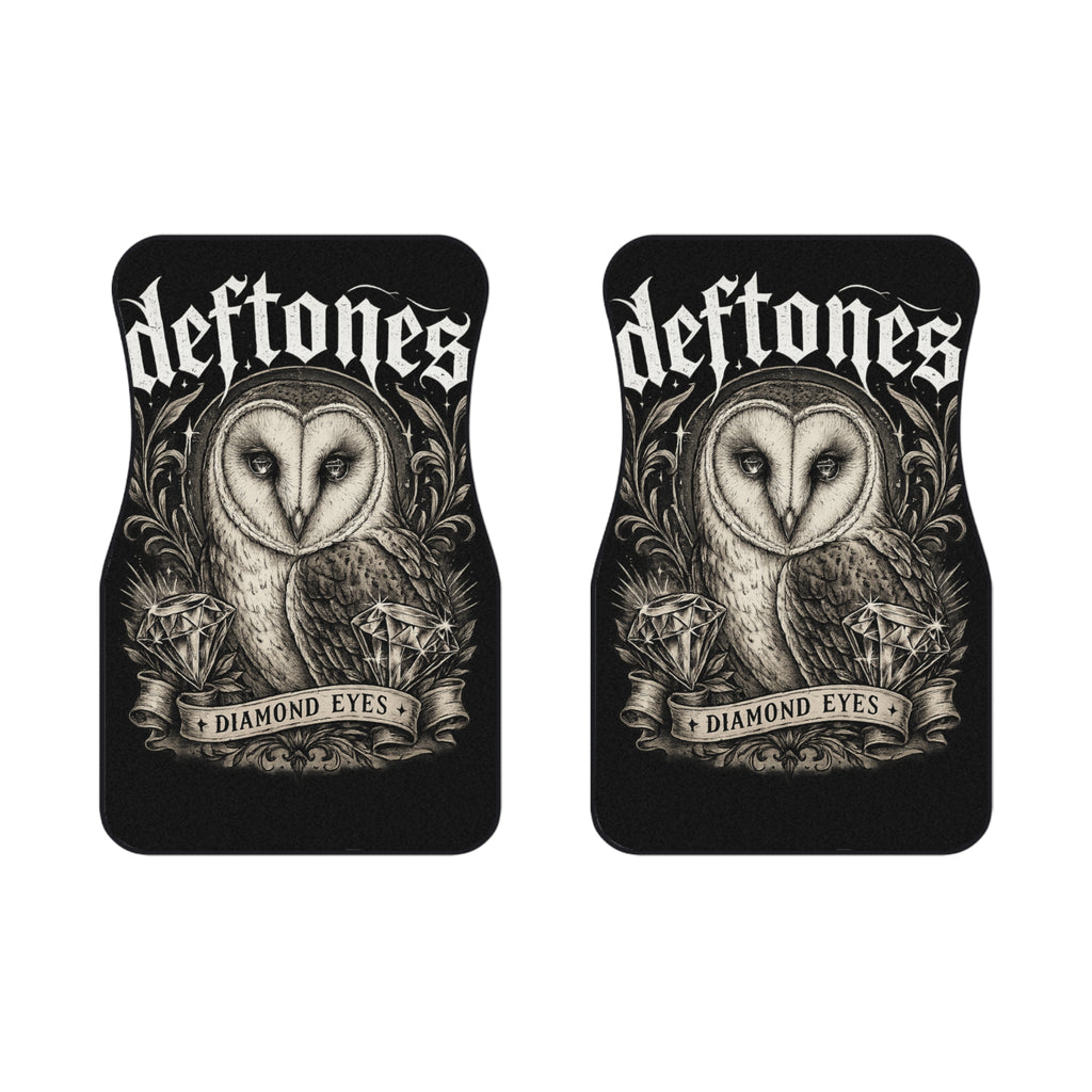 Deftones Inspired Diamond Eyes Car Floor Mats Gothic Owl Alternative Car Accessories Dark Aesthetic Vehicle Interior Decor