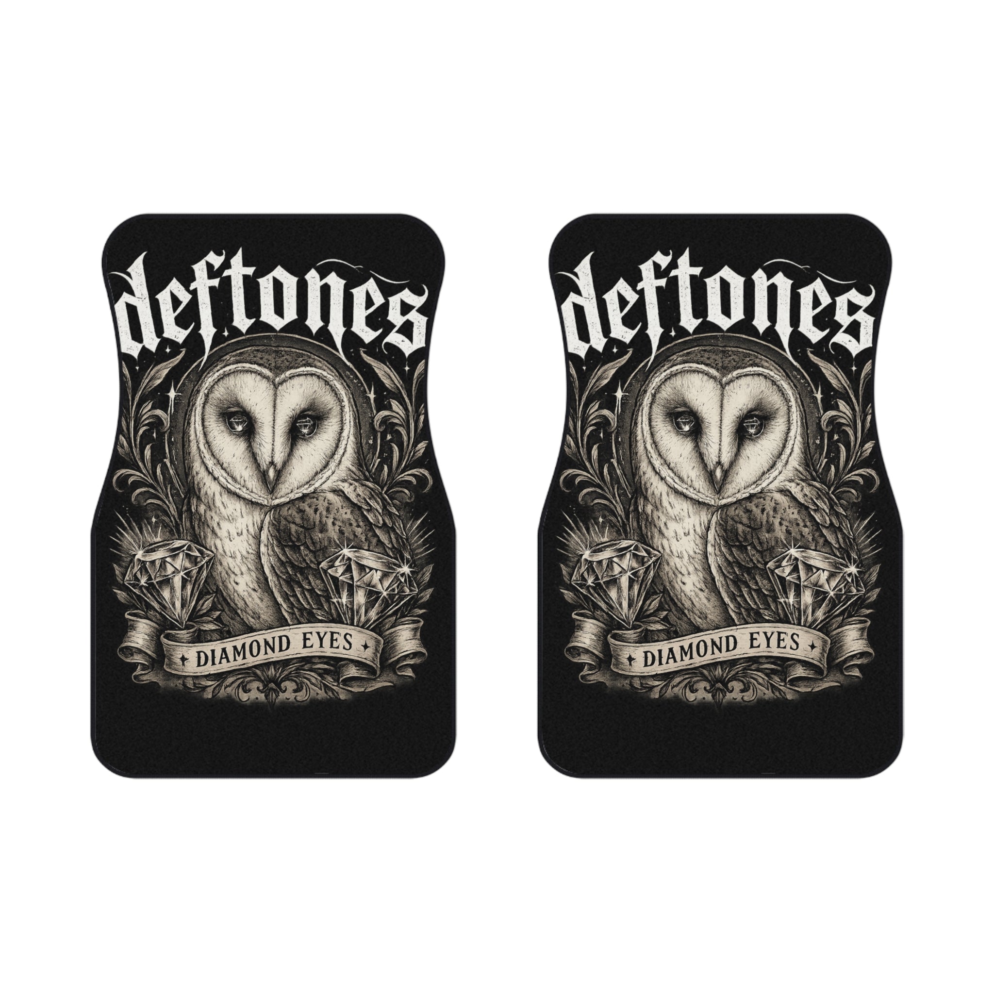 Deftones Inspired Diamond Eyes Car Floor Mats Gothic Owl Alternative Car Accessories Dark Aesthetic Vehicle Interior Decor