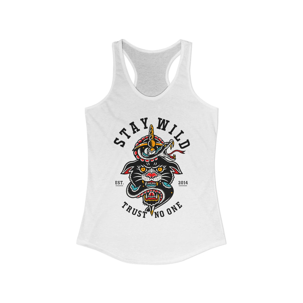 Stay Wild Trust No One Tank Top Women Racerback Tattoo Style Shirt Alternative Streetwear Snake Panther Graphic Tank Edgy Summer Top