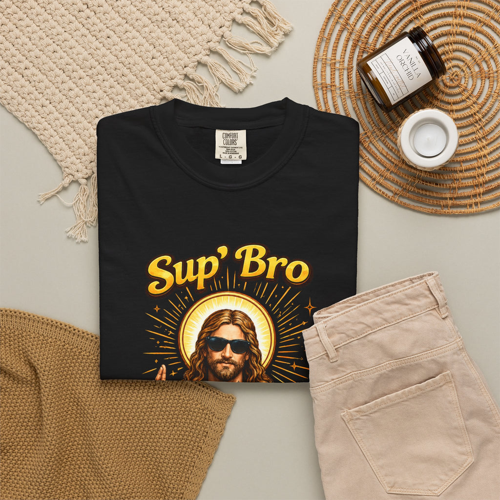 Sup Bro Tattoo Jesus Graphic Tee Funny Faith Tee Edgy Christian Graphic T Shirt Unisex Oversized Aesthetic Tee Viral TikTok Style