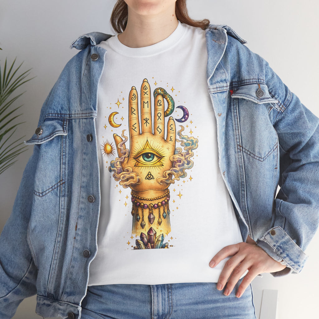Mystical Hand Graphic Tee Boho Spiritual Shirt Celestial Eye T Shirt Witchy Aesthetic Unisex Graphic Tee Trendy Festival Clothing