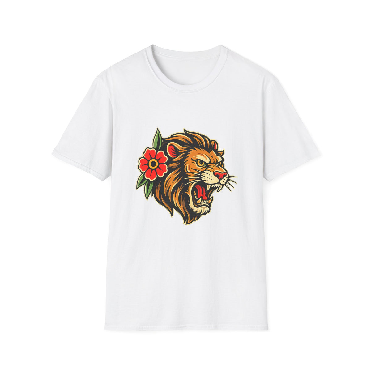Lion Graphic T Shirt Tattoo Inspired Lion Tee Streetwear Shirt Lion Head Graphic Tee Alternative Fashion Unisex Biker Shirt