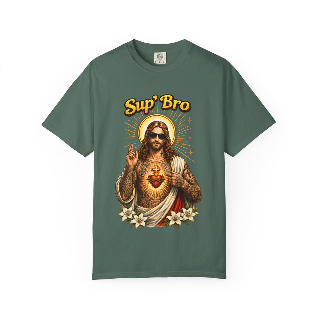 Sup Bro Tattoo Jesus Graphic Tee Funny Faith Tee Edgy Christian Graphic T Shirt Unisex Oversized Aesthetic Tee Viral TikTok Style