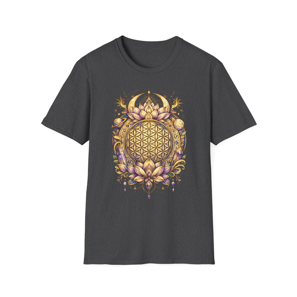 Flower of Life Shirt Sacred Geometry Tee Boho Spiritual T Shirt Celestial Lotus Graphic Tee Yoga Meditation Unisex Shirt