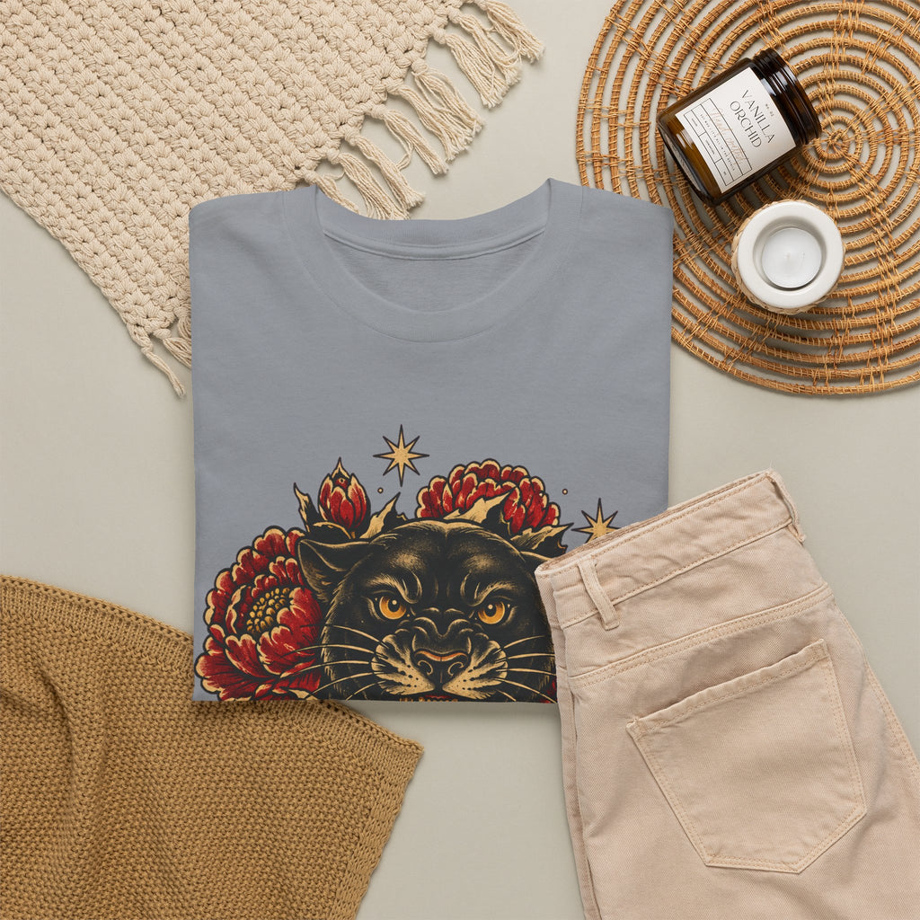 Roaring Panther with Roses T-Shirt | No Peace Without Pressure
