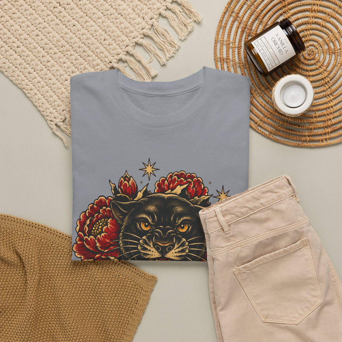 Roaring Panther with Roses T-Shirt | No Peace Without Pressure