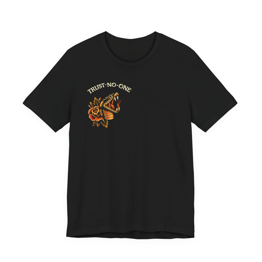 Trust No One Shirt Tattoo Style Graphic Tee Streetwear Snake Shirt Edgy Vintage Style Unisex Black T Shirt Alternative Fashion Gift