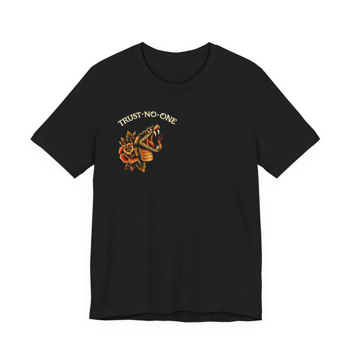 Trust No One Shirt Tattoo Style Graphic Tee Streetwear Snake Shirt Edgy Vintage Style Unisex Black T Shirt Alternative Fashion Gift