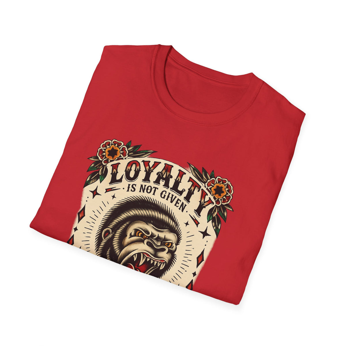 Loyalty Is Earned Gorilla Graphic T Shirt Vintage Tattoo Style Biker Streetwear Tee