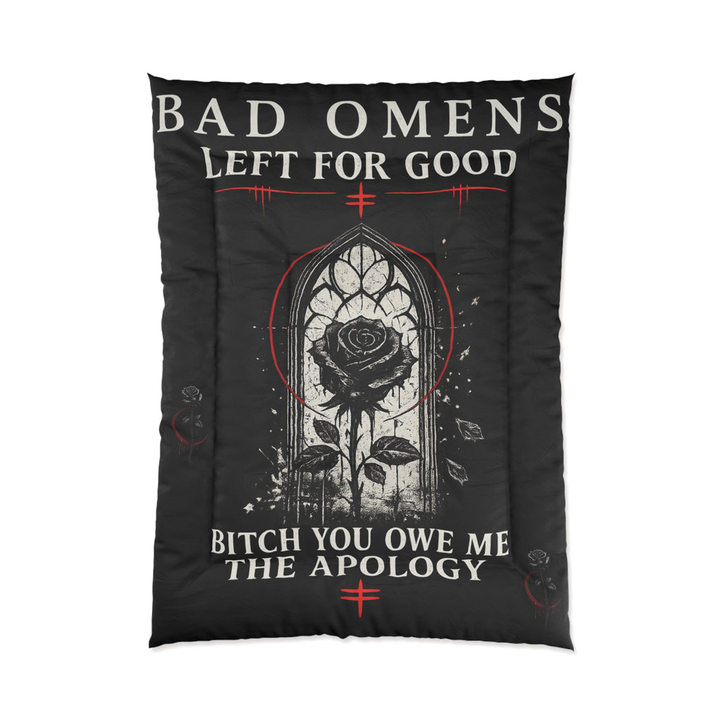 Bad Omens Comforter Left For Good Gothic Bedding Dark Aesthetic Bedroom Decor Alternative Comforter Set Black White Goth Room Decor Gift