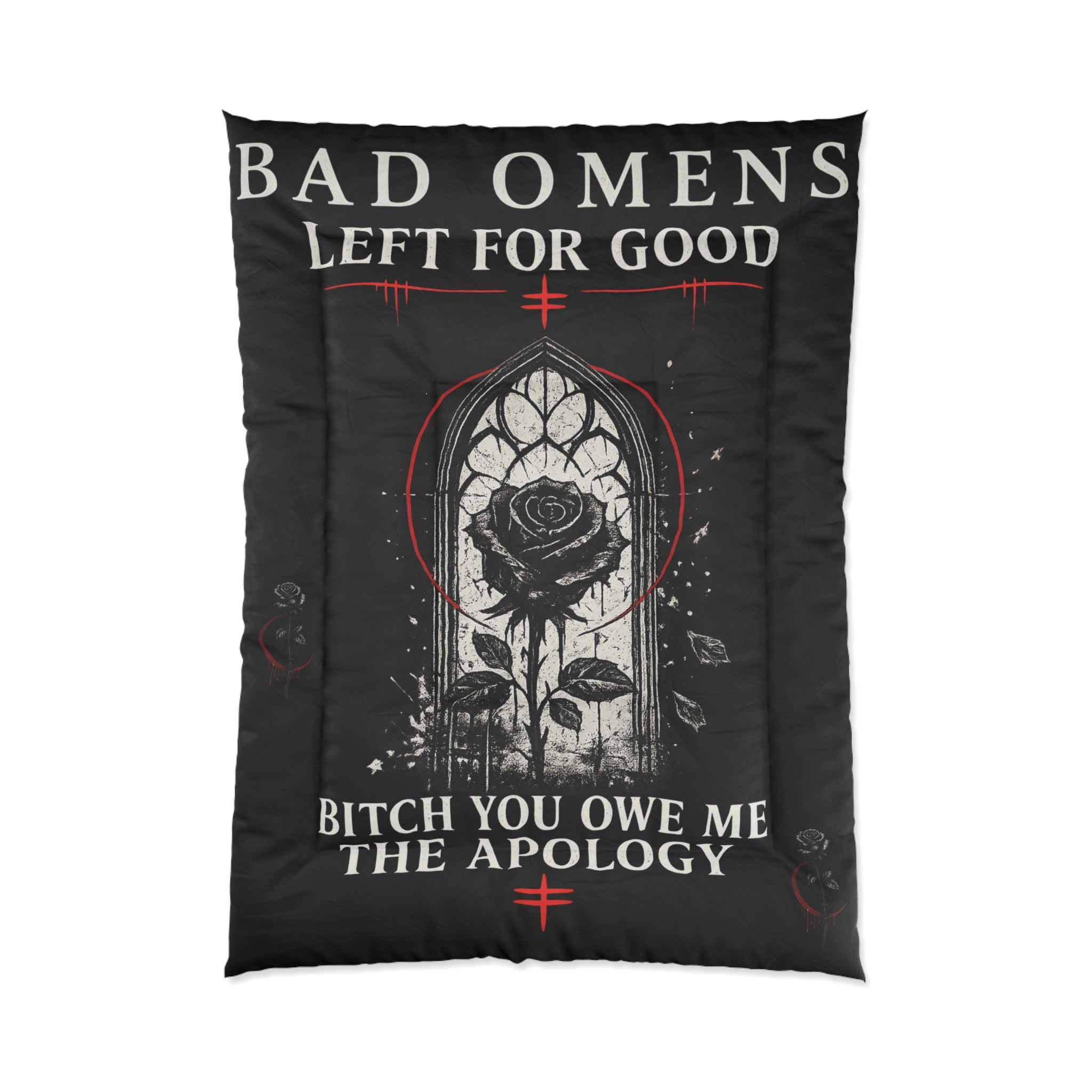 Bad Omens Comforter Left For Good Gothic Bedding Dark Aesthetic Bedroom Decor Alternative Comforter Set Black White Goth Room Decor Gift