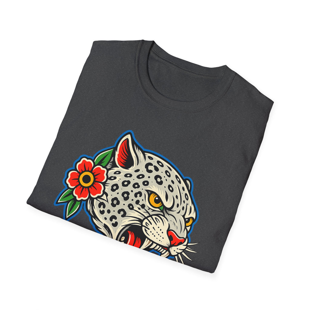 Snow Leopard Edition Shirt Tattoo Inspired Graphic Tee Leopard Streetwear Shirt Alternative Fashion Biker Tee Unisex Wild Cat Shirt