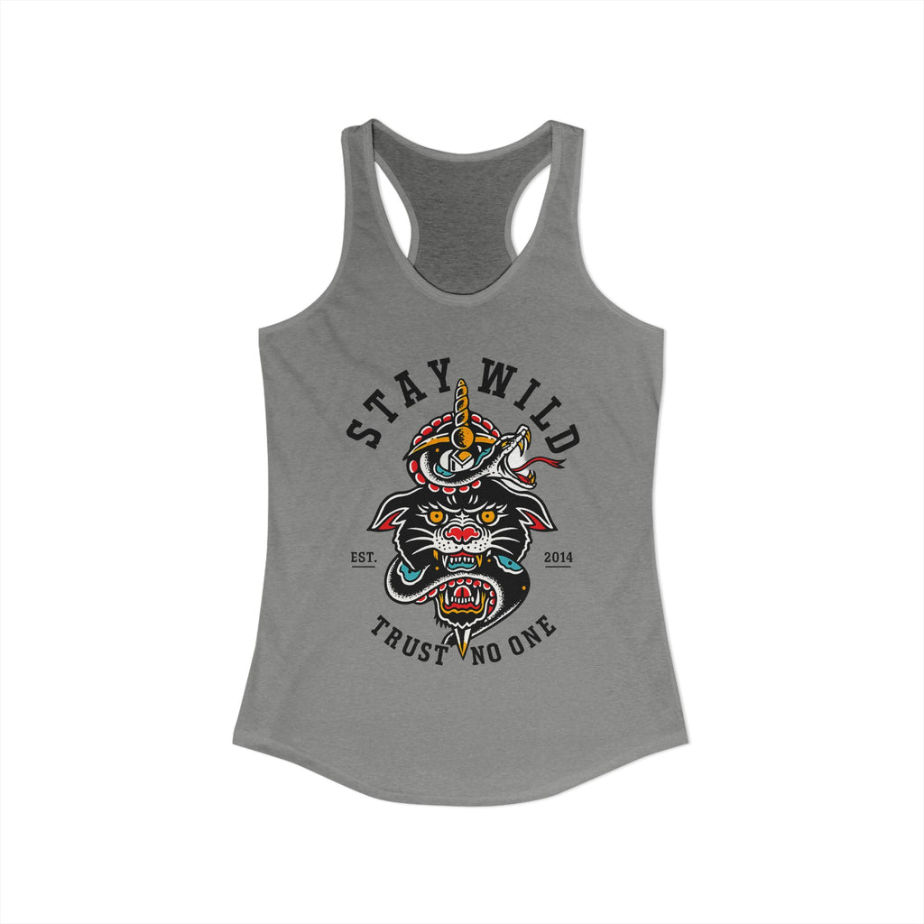 Stay Wild Trust No One Tank Top Women Racerback Tattoo Style Shirt Alternative Streetwear Snake Panther Graphic Tank Edgy Summer Top