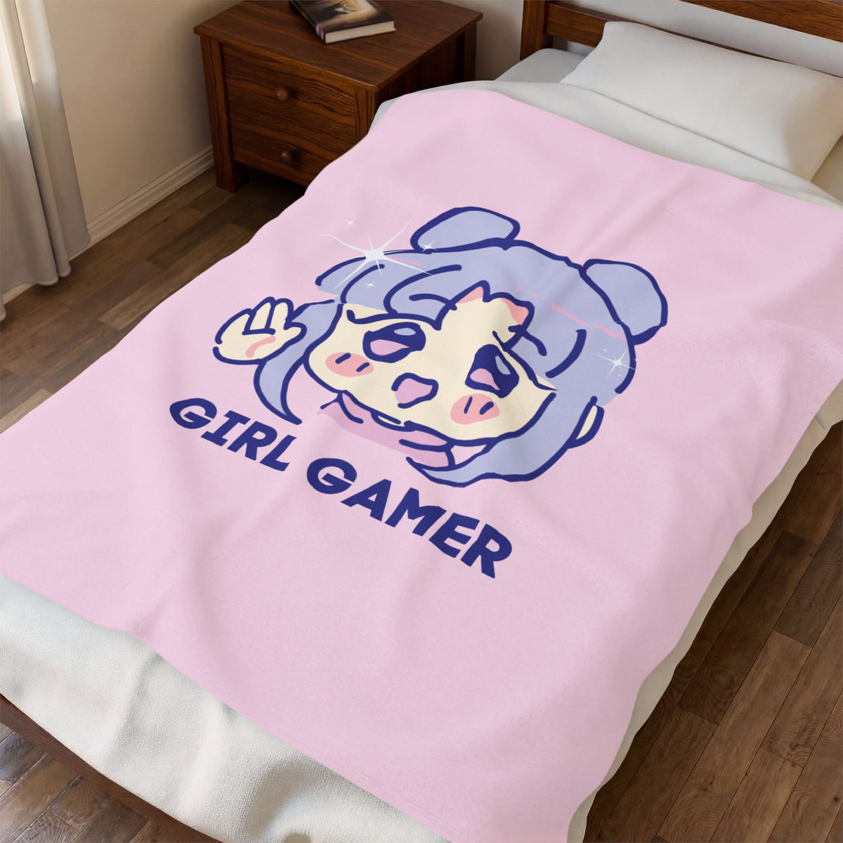Girl Gamer Plush Blanket | Cute Kawaii Gaming Throw Blanket