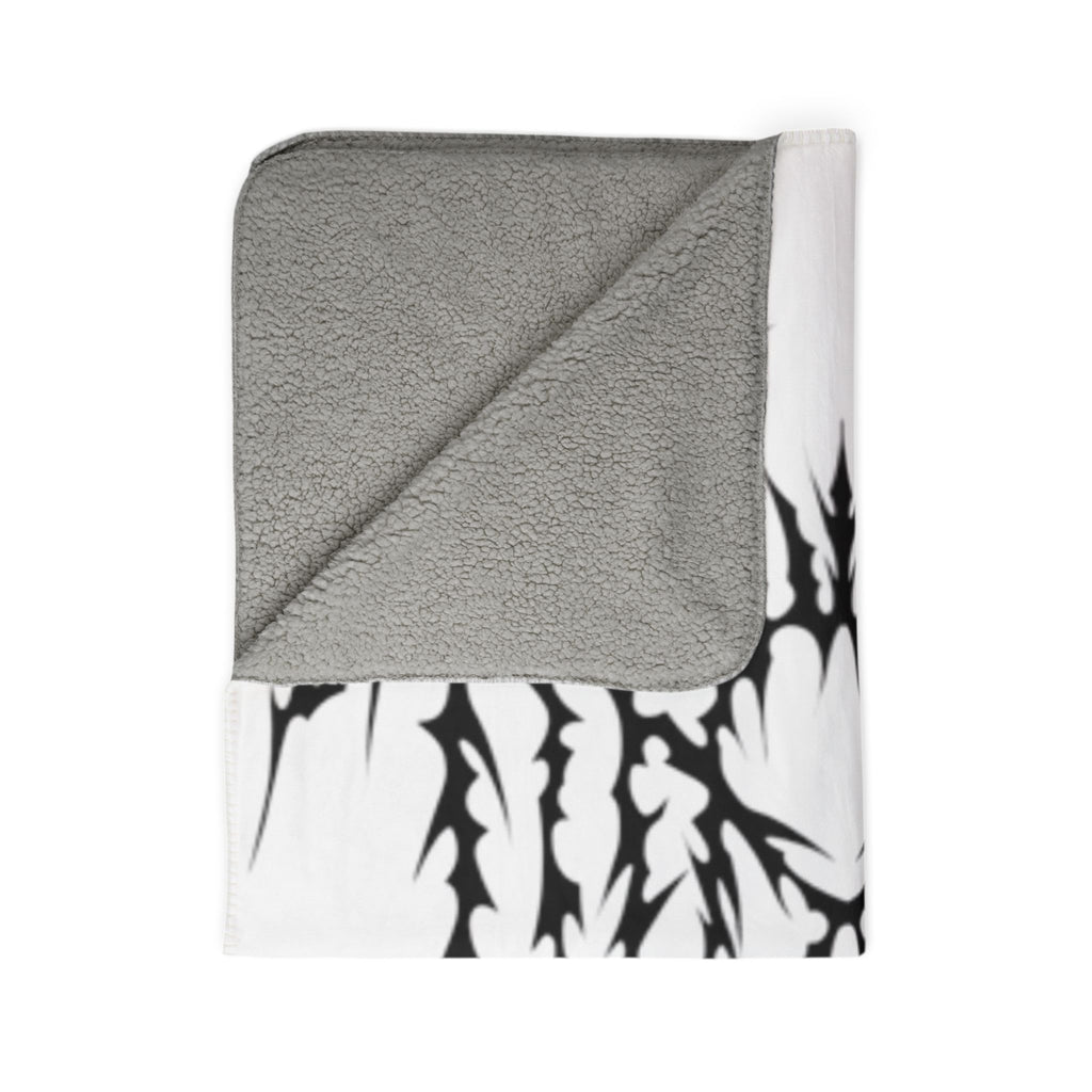 Gothic Thorn Sherpa Blanket | Sleep Token Band Black & White Abstract Fleece Throw