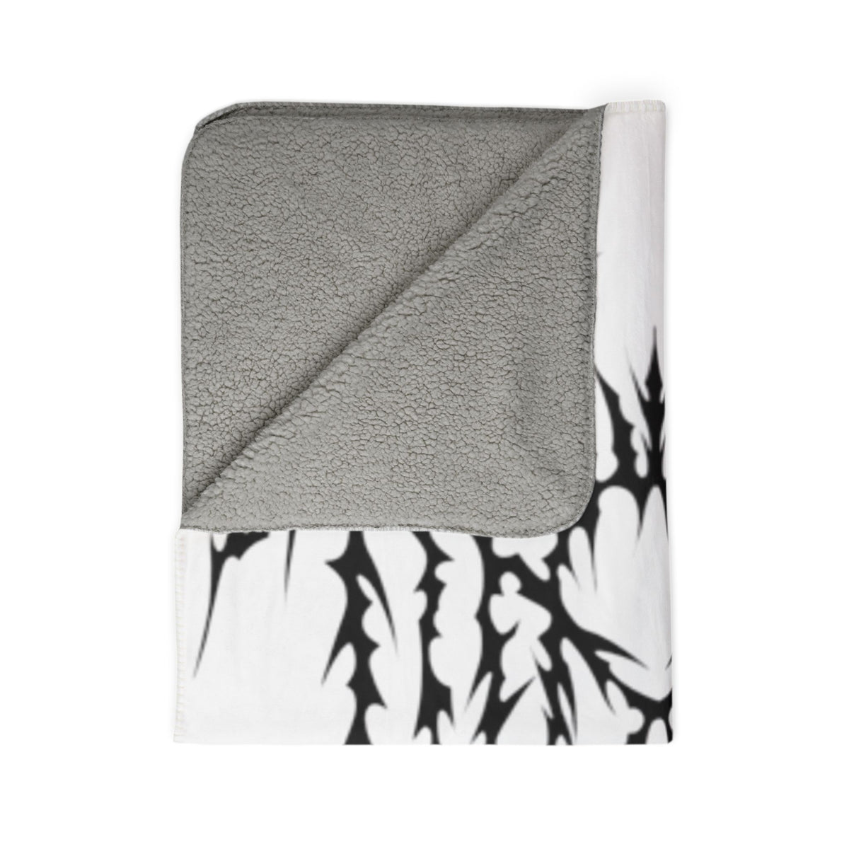 Gothic Thorn Sherpa Blanket | Sleep Token Band Black & White Abstract Fleece Throw