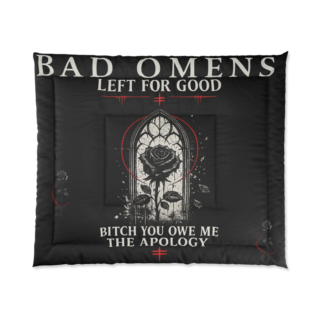 Bad Omens Comforter Left For Good Gothic Bedding Dark Aesthetic Bedroom Decor Alternative Comforter Set Black White Goth Room Decor Gift