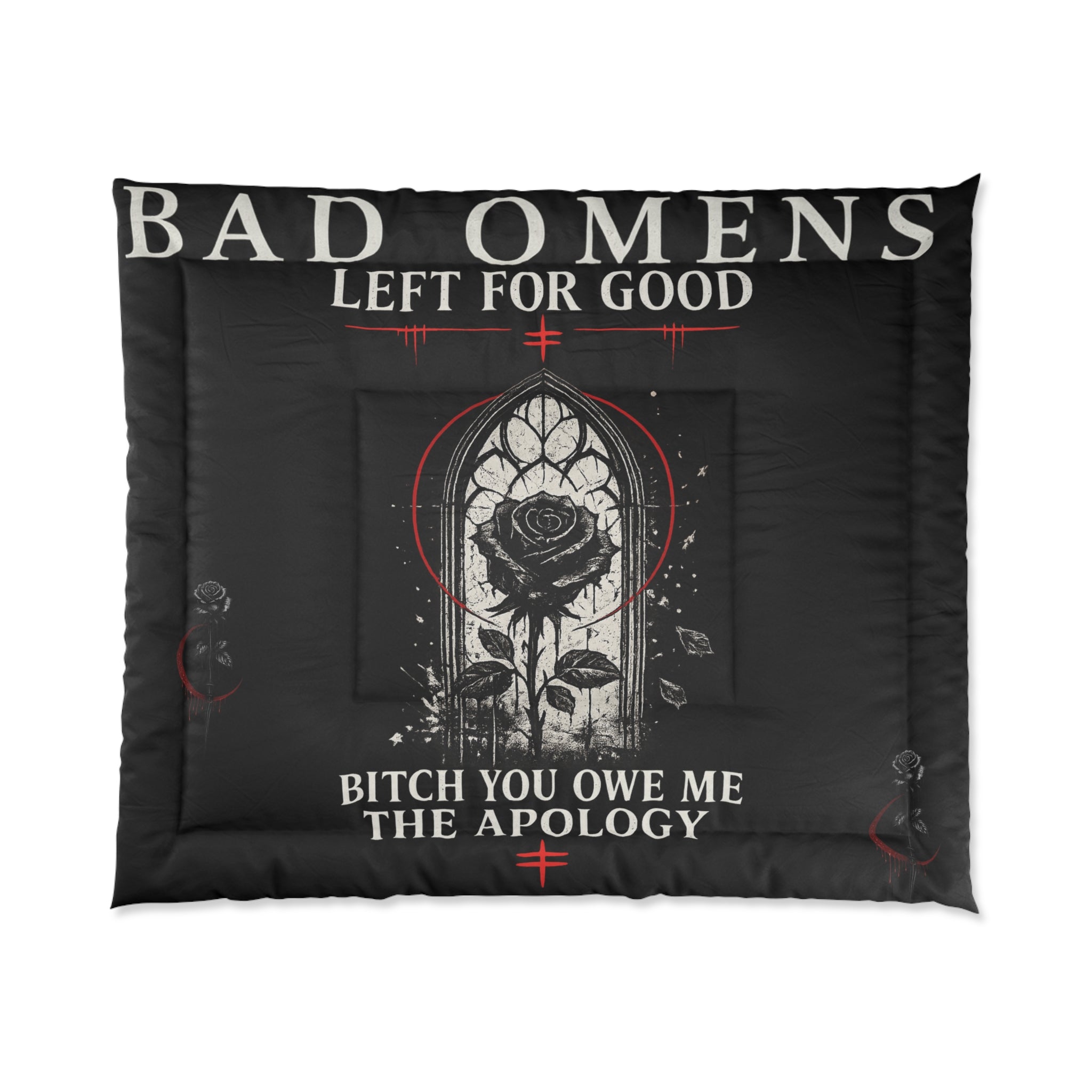Bad Omens Comforter Left For Good Gothic Bedding Dark Aesthetic Bedroom Decor Alternative Comforter Set Black White Goth Room Decor Gift