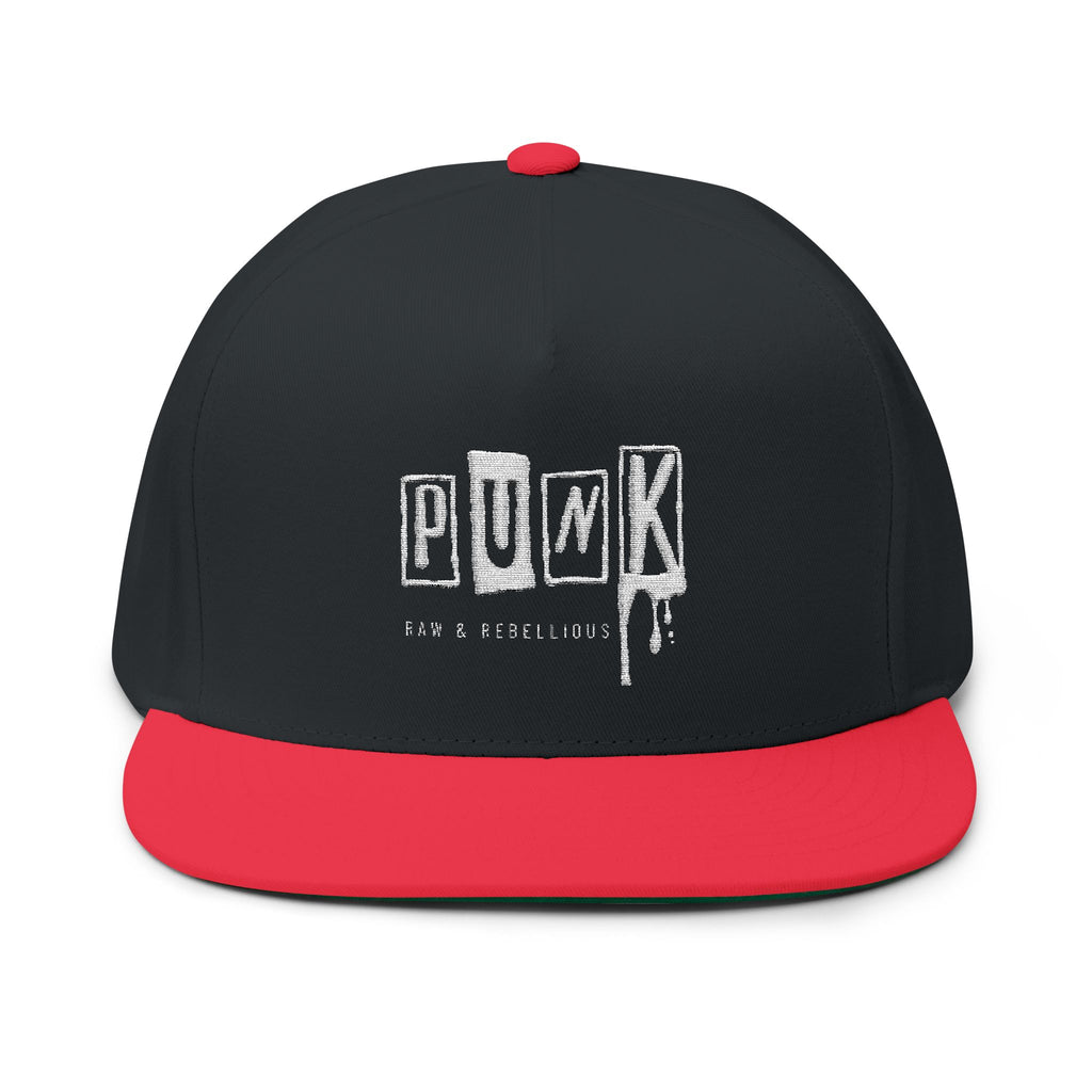 Punk Snapback Hat Embroidered Flat Bill Cap Streetwear Hat Rock Music Hat Skater Cap Distressed Punk Hat Unisex Snapback