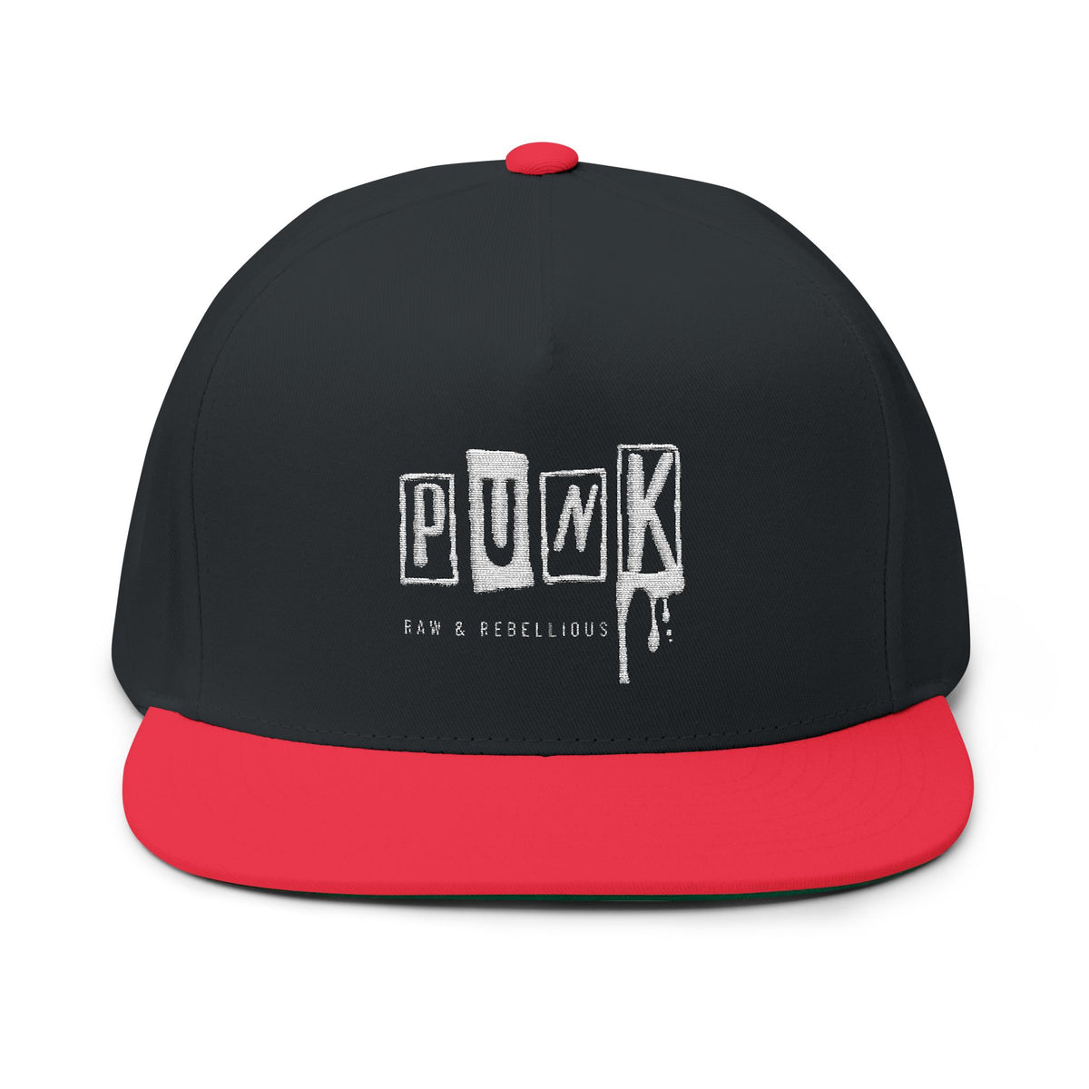 Punk Snapback Hat Embroidered Flat Bill Cap Streetwear Hat Rock Music Hat Skater Cap Distressed Punk Hat Unisex Snapback