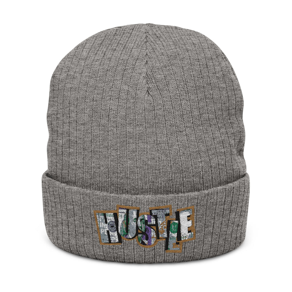 Hustle Beanie Embroidered Knit Hat Streetwear Winter Hat Motivational Beanie Hustle Mindset Cap