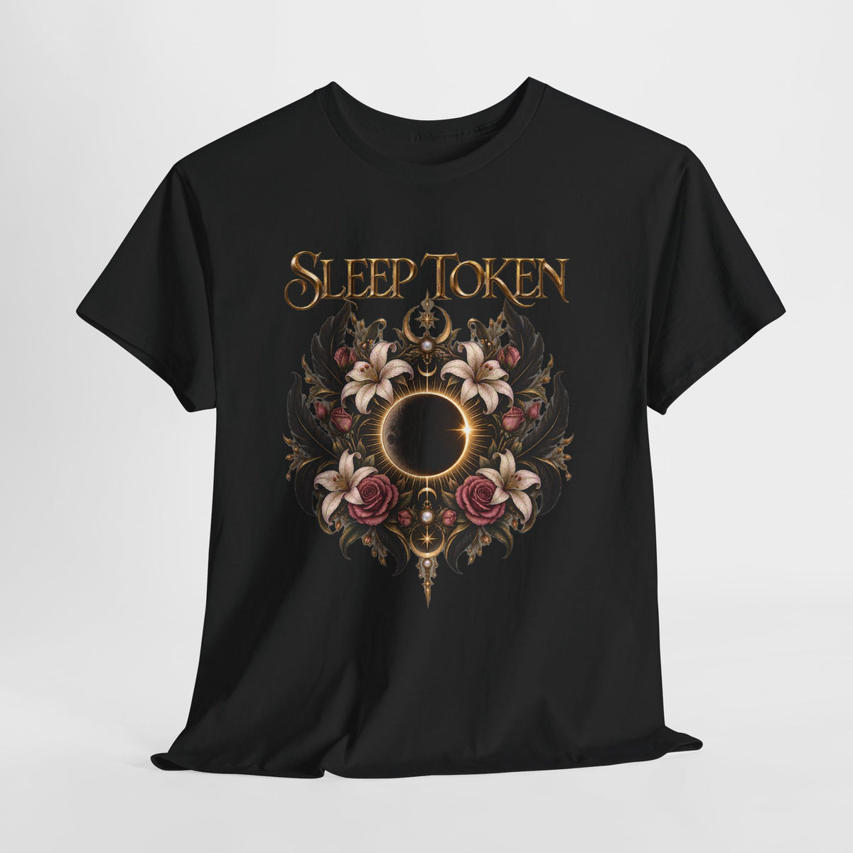 Sleep Token floral eclipse T-Shirt | band logo tee, gothic floral design
