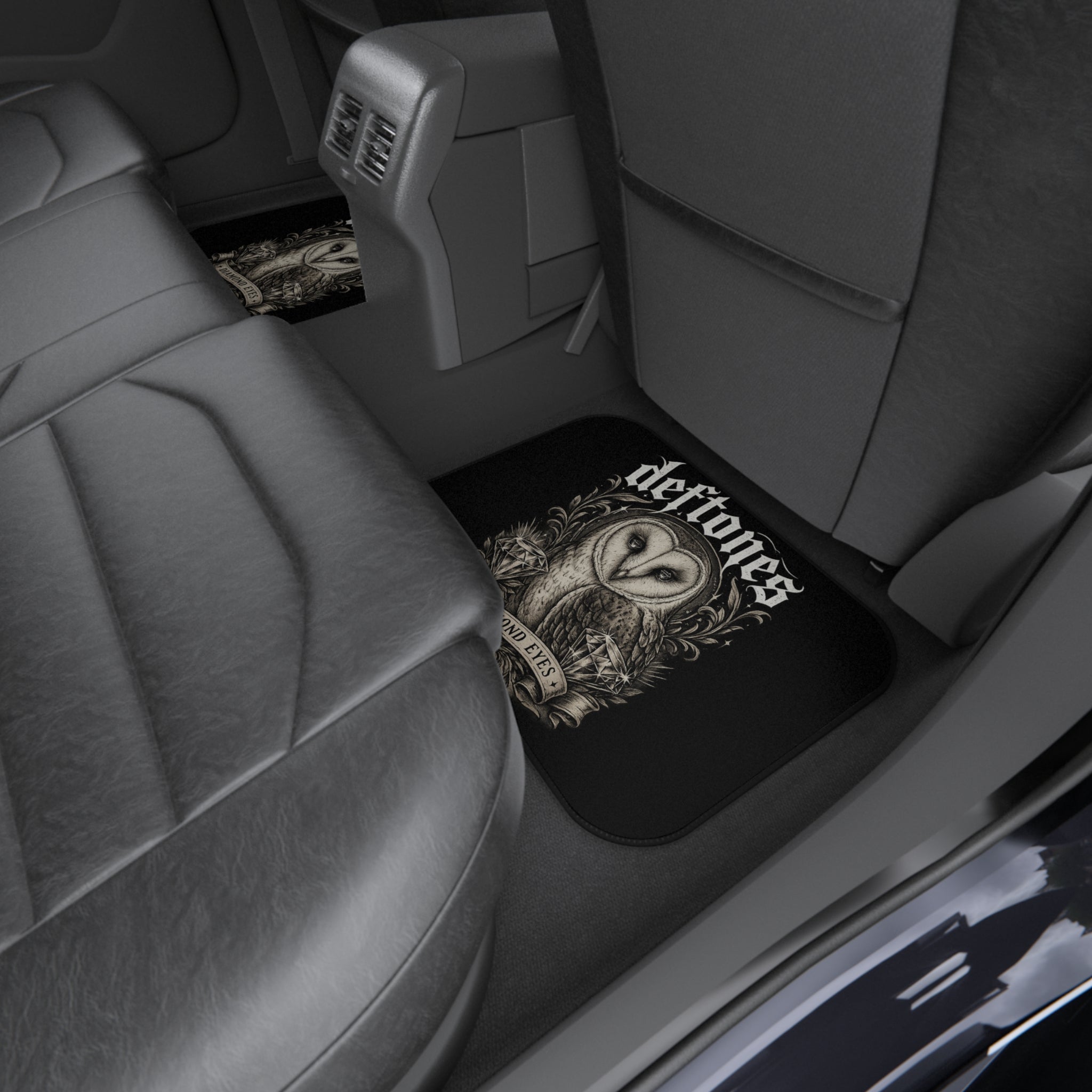 Deftones Inspired Diamond Eyes Rear Car Floor Mats Gothic Owl Alternative Car Accessories Dark Aesthetic Vehicle Decor