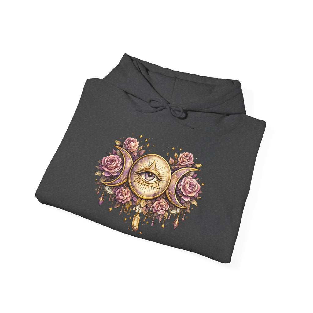 Mystical Third Eye Hoodie Celestial Moon Phase Sweatshirt Spiritual Aesthetic Hoodie Witchy Floral Pullover Boho Hoodie Cozy Sweatshirt