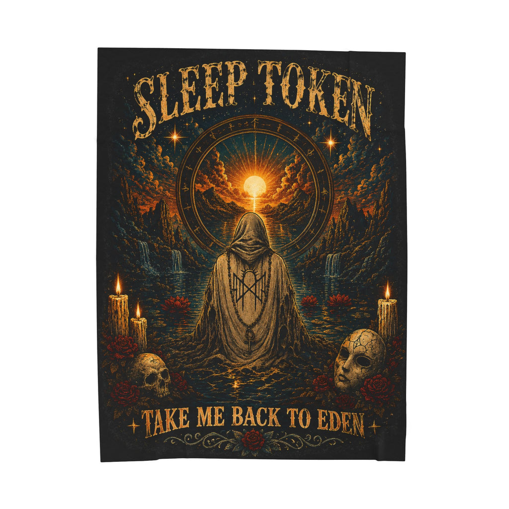 Sleep Token Inspired “Take Me Back to Eden” Plush Blanket | Ultra Soft Gothic Throw Blanket | Cozy Fan Gift