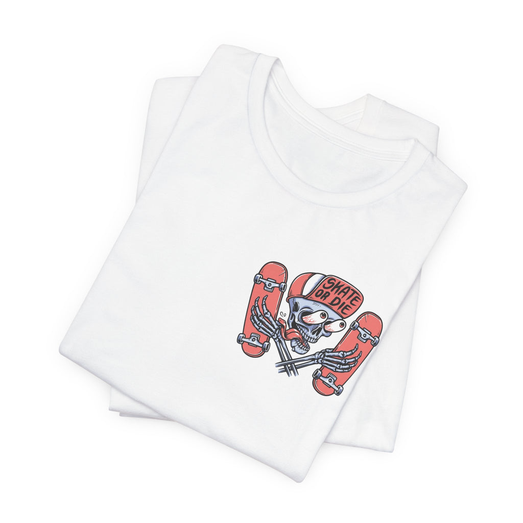 Skate Or Die Shirt Small Logo Front Skateboard Tee Skull Graphic Shirt Skater Streetwear Gift For Skaters Unisex Cotton Tee