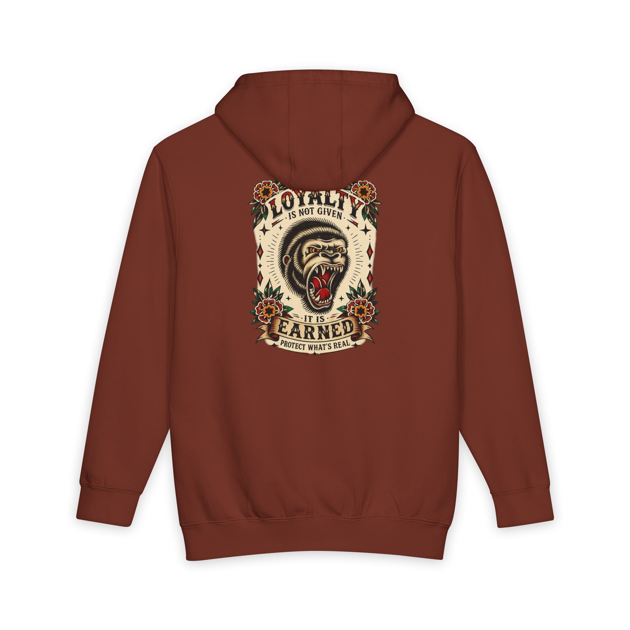 Loyalty Is Earned Gorilla Hoodie | Tattoo Inspired Pullover Sweatshirt | Streetwear Graphic Hoodie