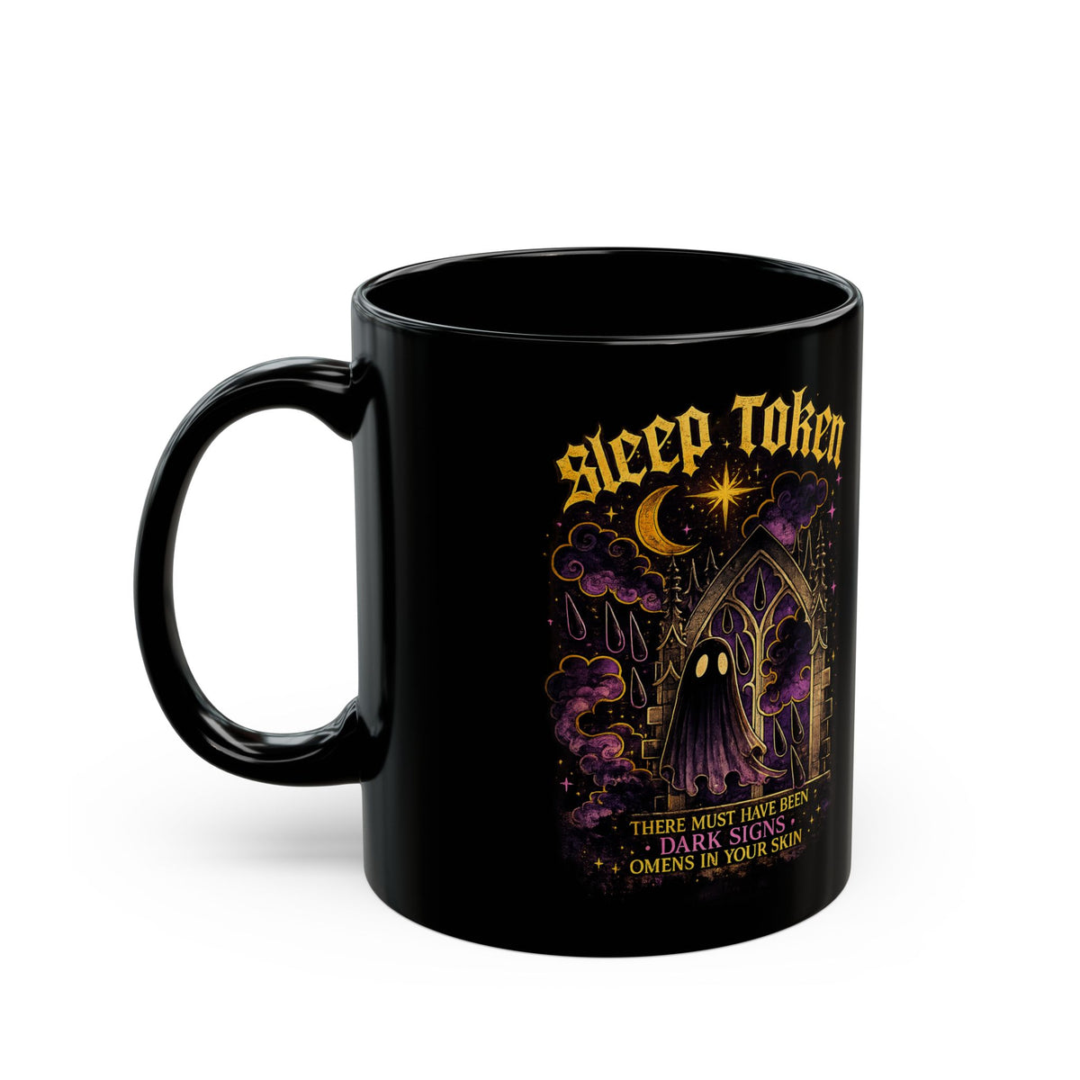 Sleep Token Inspired Dark Signs Black Ceramic Mug Gothic Alternative Coffee Cup Celestial Ghost Aesthetic 11oz Mug