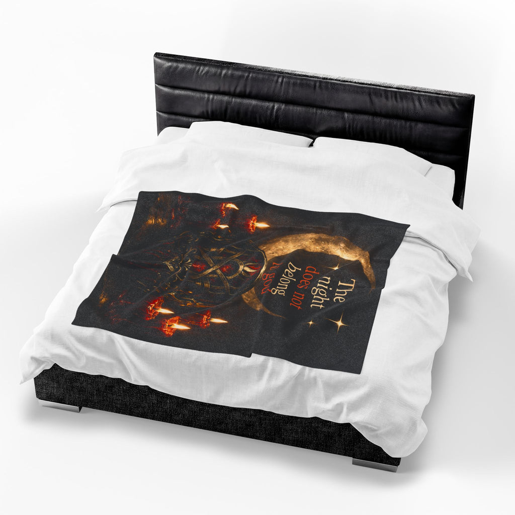 The Night Belongs to You Sleep Token inspired Velveteen Blanket | Crescent Moon, Gothic Mask, Candles