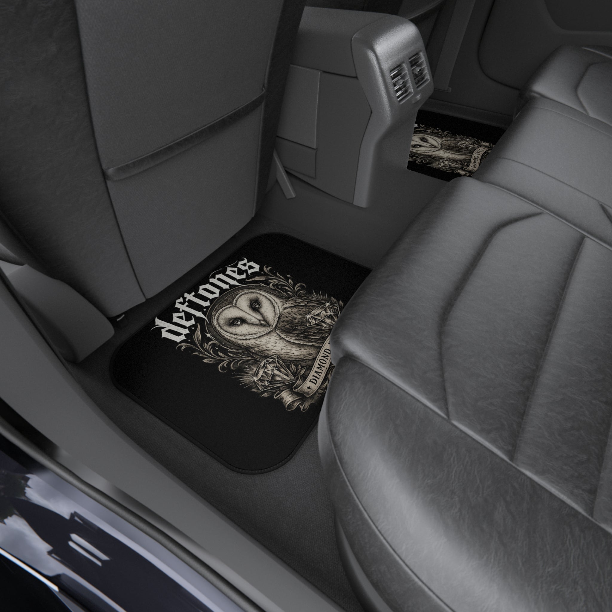 Deftones Inspired Diamond Eyes Rear Car Floor Mats Gothic Owl Alternative Car Accessories Dark Aesthetic Vehicle Decor