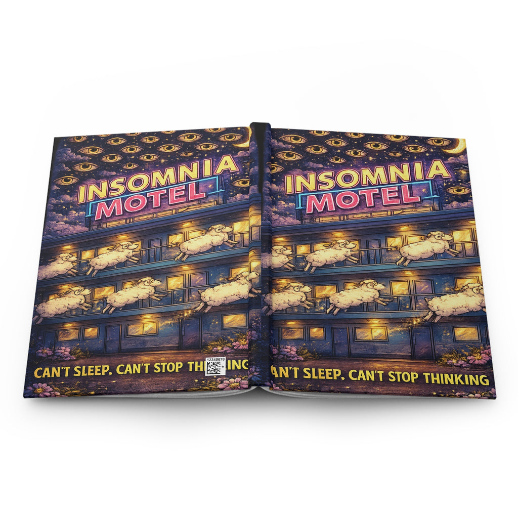 Insomnia Motel Journal Hardcover Notebook, Sleep Anxiety Illustration