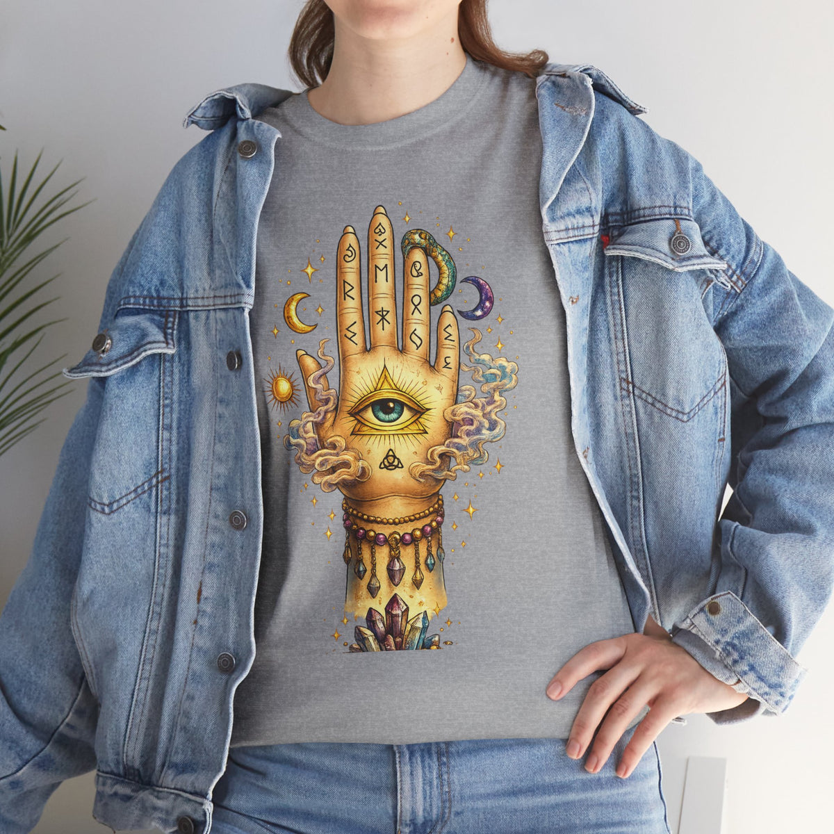 Mystical Hand Graphic Tee Boho Spiritual Shirt Celestial Eye T Shirt Witchy Aesthetic Unisex Graphic Tee Trendy Festival Clothing