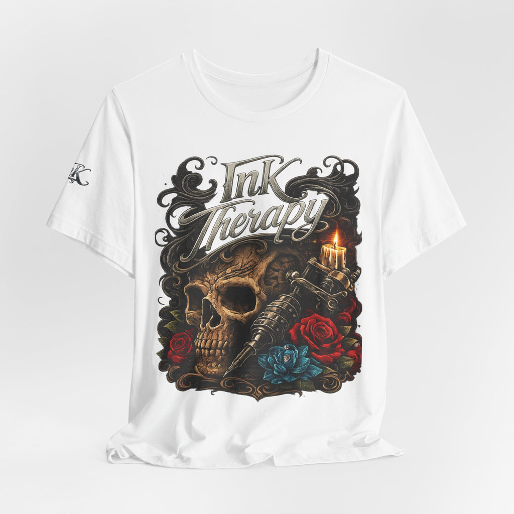 Ink Therapy Tattoo Shirt Skull Graphic Tee Gothic Streetwear Tattoo Artist Shirt Alternative Fashion Unisex Tattoo Lover T Shirt
