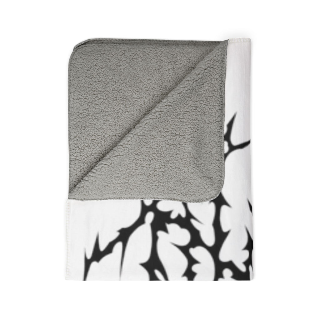 Gothic Thorn Sherpa Blanket | Sleep Token Band Black & White Abstract Fleece Throw