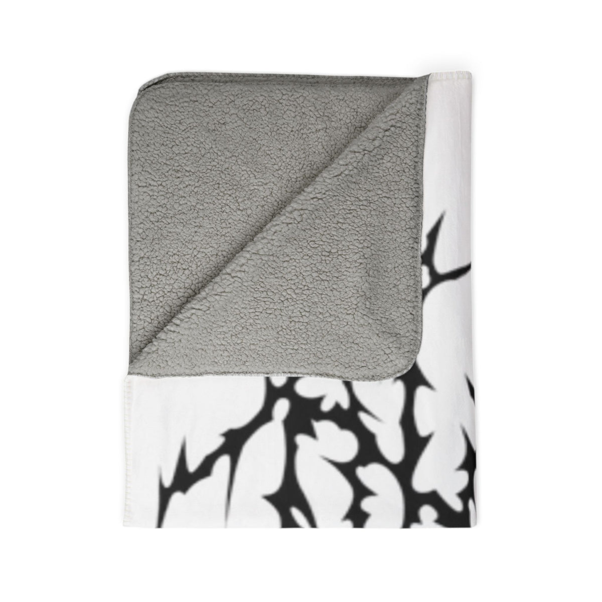 Gothic Thorn Sherpa Blanket | Sleep Token Band Black & White Abstract Fleece Throw