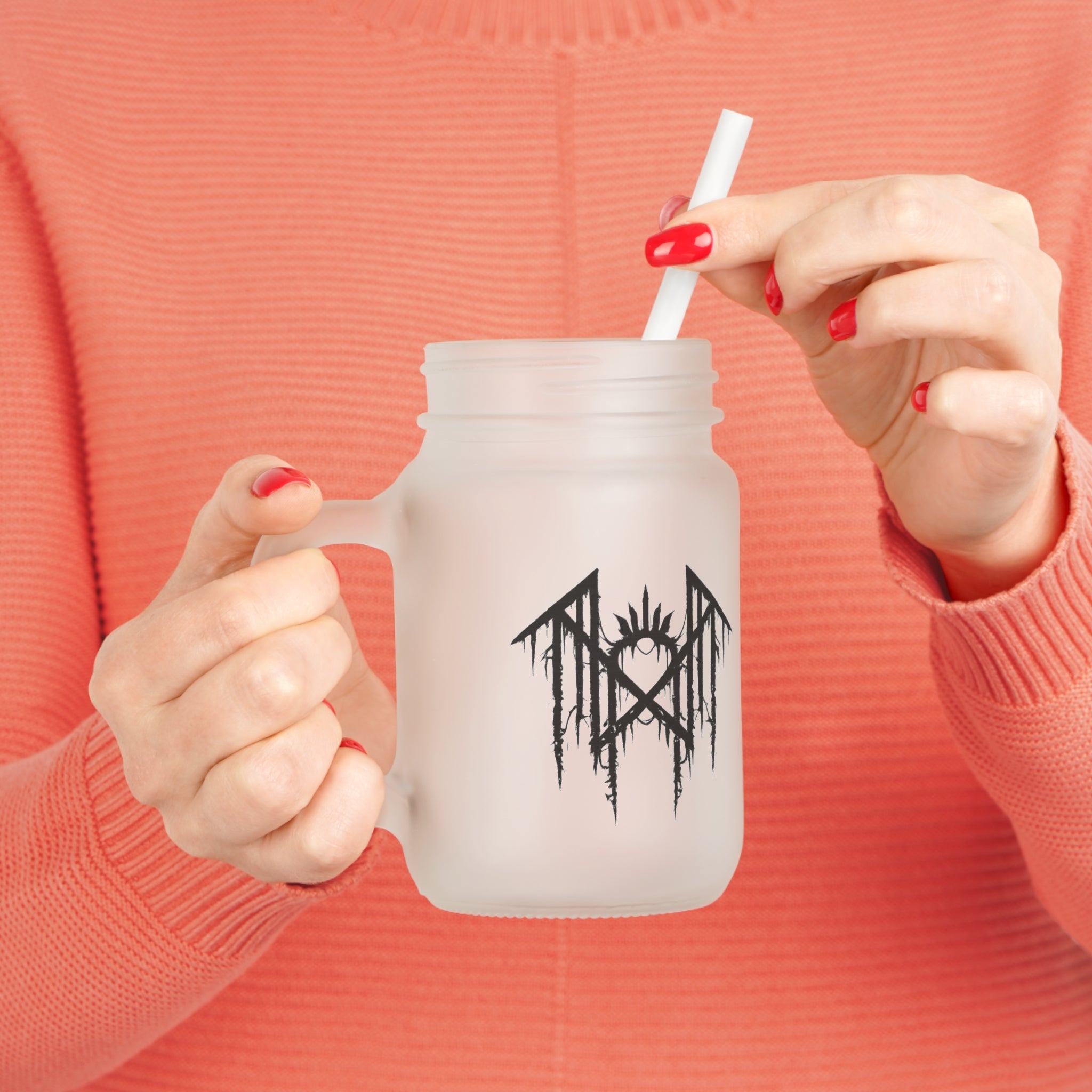 Gothic Glass Tumbler Dark Aesthetic Mason Jar Cup Alternative Drinkware Gothic Coffee Cup Emo Kitchen Decor Frosted Glass Mug