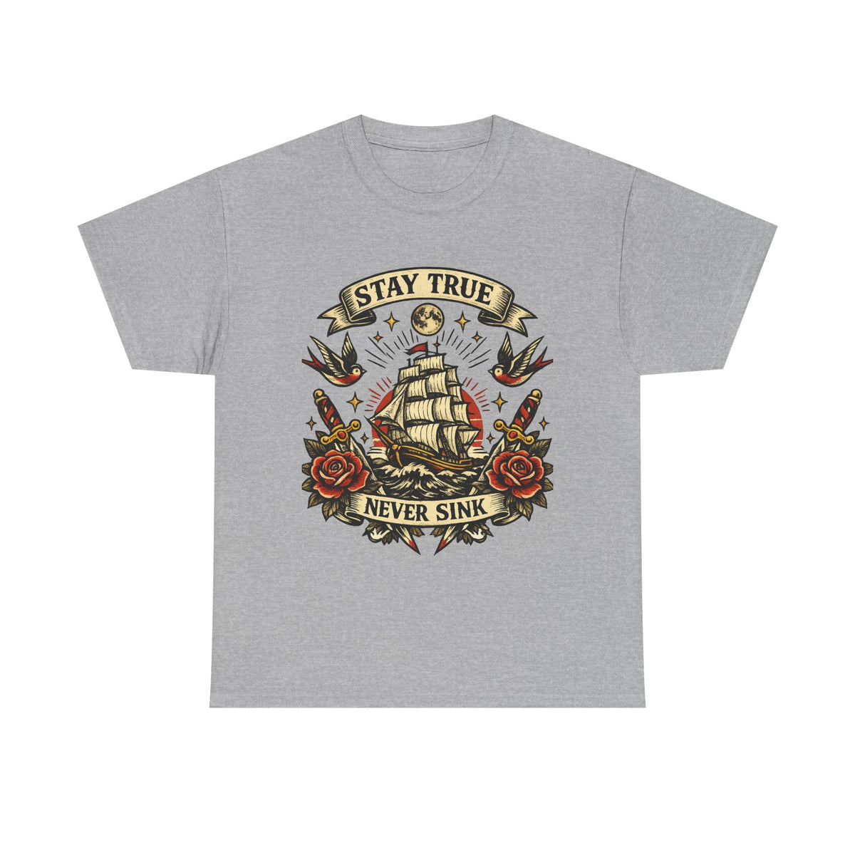 Stay True Never Sink Shirt Vintage Sailor Tattoo T Shirt Mens Streetwear Graphic Tee Nautical Shirt