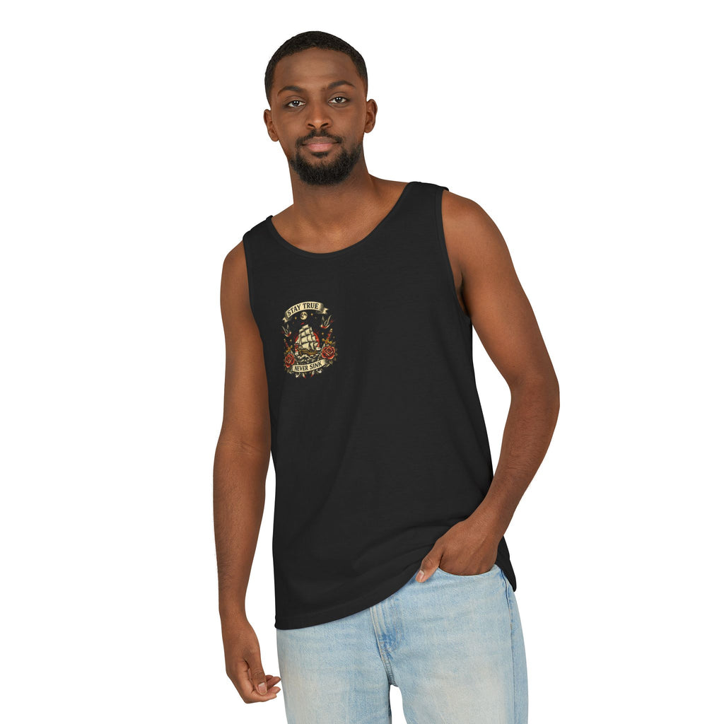 Stay True Never Sink Unisex Tank Top | Nautical Tattoo Style Summer Tank