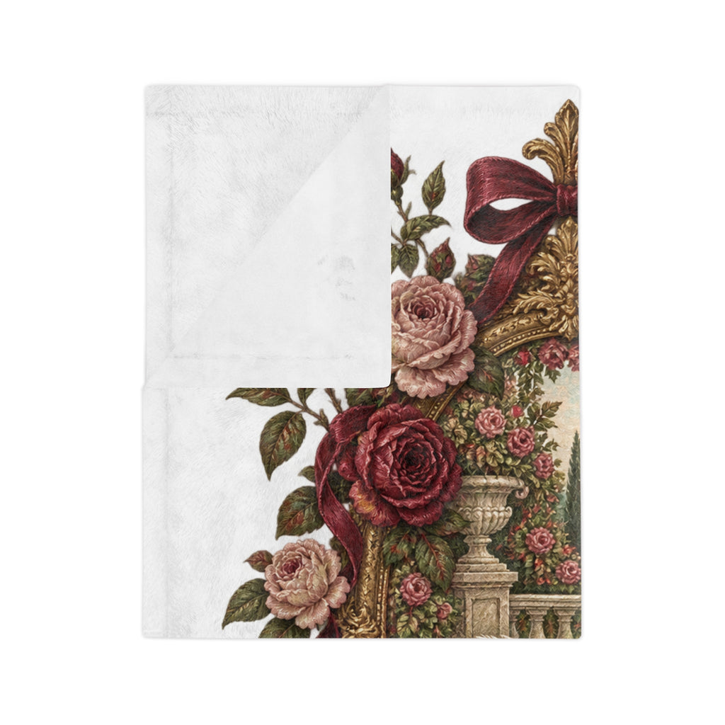 Romance the Ordinary Velveteen Microfiber Blanket | Swan Rose Victorian Illustration