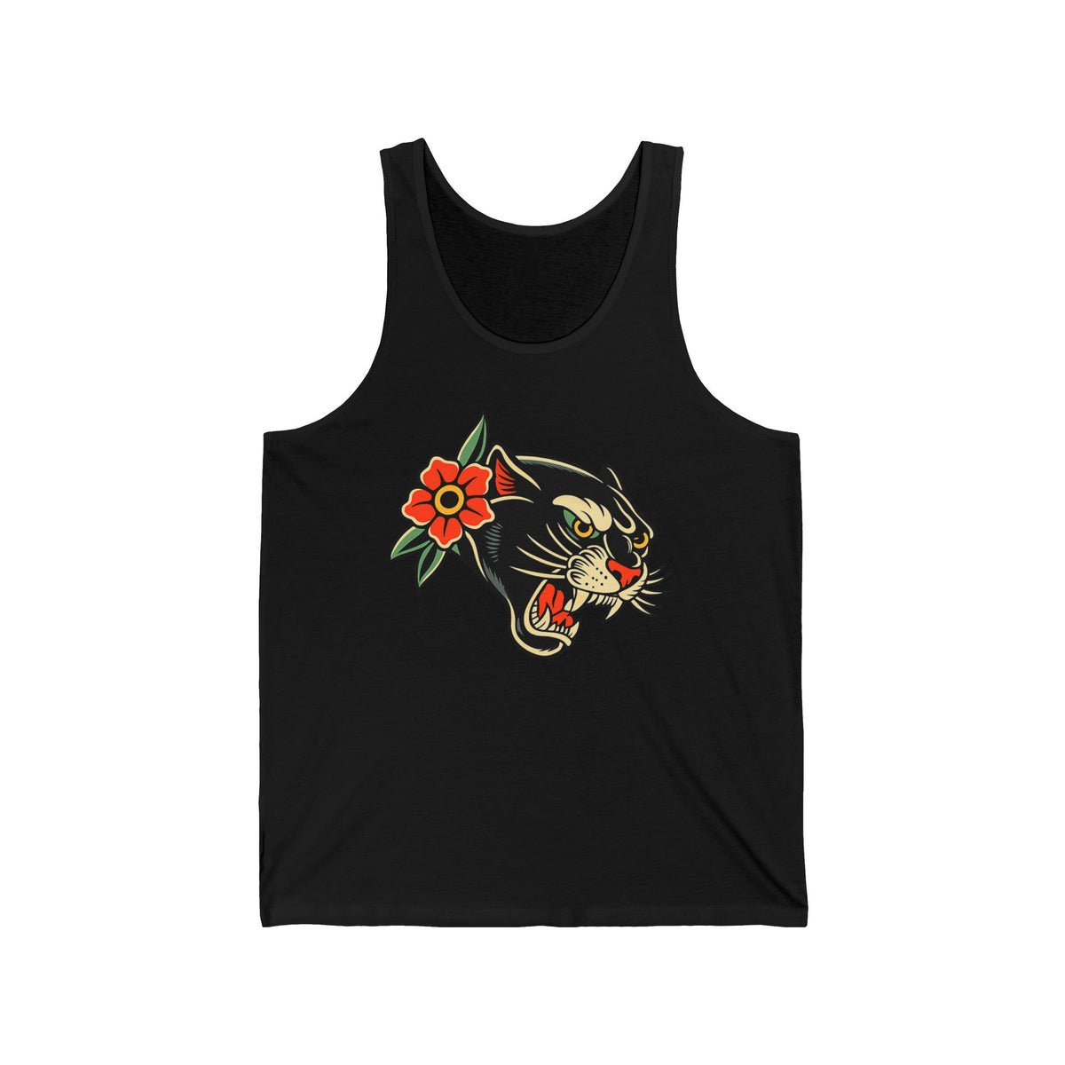 Traditional Panther Tank Top Vintage Tattoo Style Unisex Tank Top Retro Panther Shirt Athletic Heather Graphic Tank Streetwear Gift