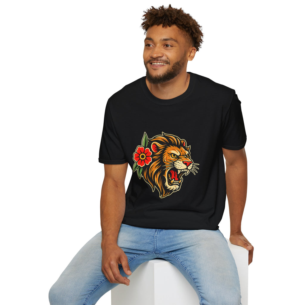 Lion Graphic T Shirt Tattoo Inspired Lion Tee Streetwear Shirt Lion Head Graphic Tee Alternative Fashion Unisex Biker Shirt