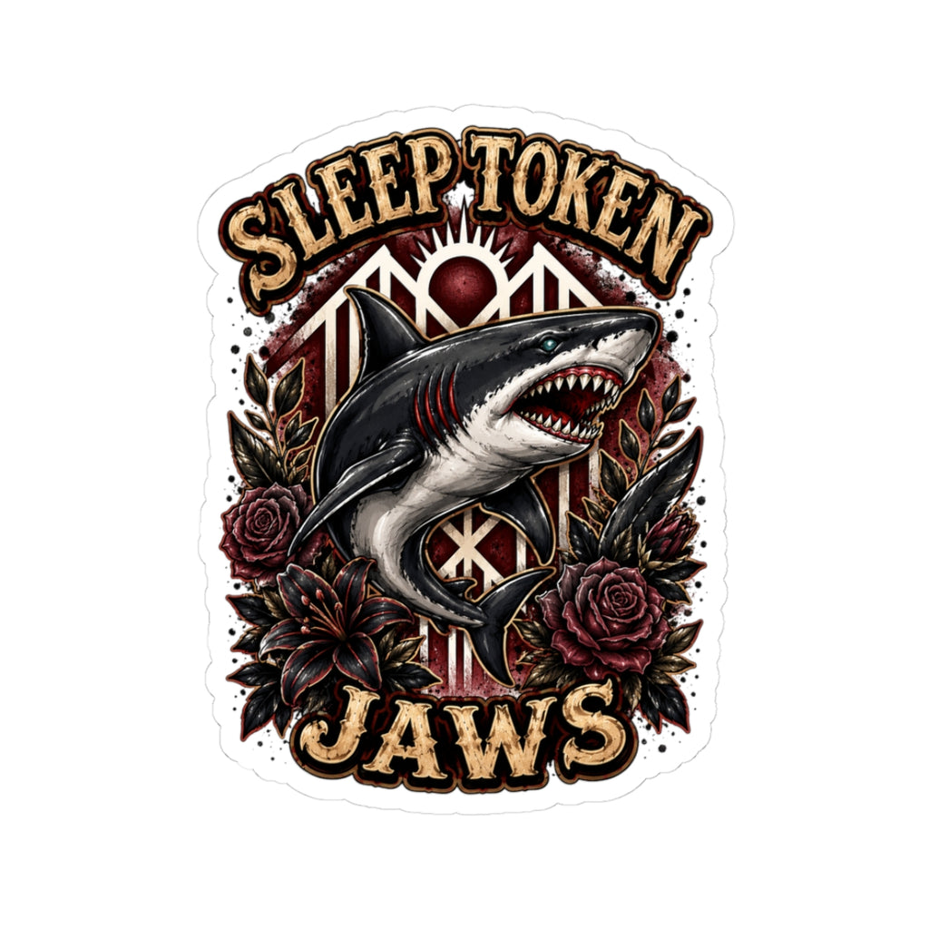 Sleep Token Jaws Sticker Shark Vinyl Decal Waterproof Laptop Sticker Water Bottle Decal Metal Music Fan Gift Gothic Tattoo Style Sticker